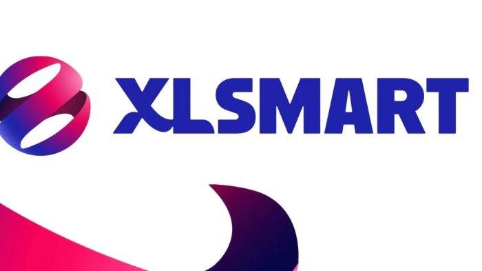 Logo XL SMART dengan desain bola 3D berwarna ungu dan merah muda di samping teks biru.